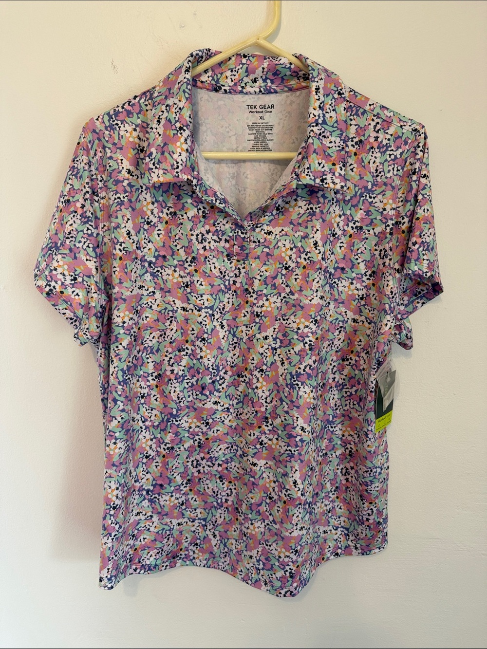 Tek Gear Floral Print Polo Top - Pastel Multicolor XL